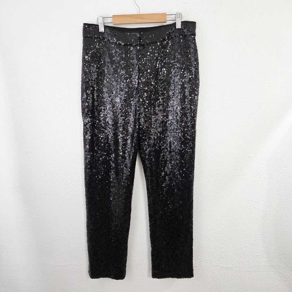 Alex Marie Alexa black sequin pants Midnight Soiree evening holiday womens 6 NWT